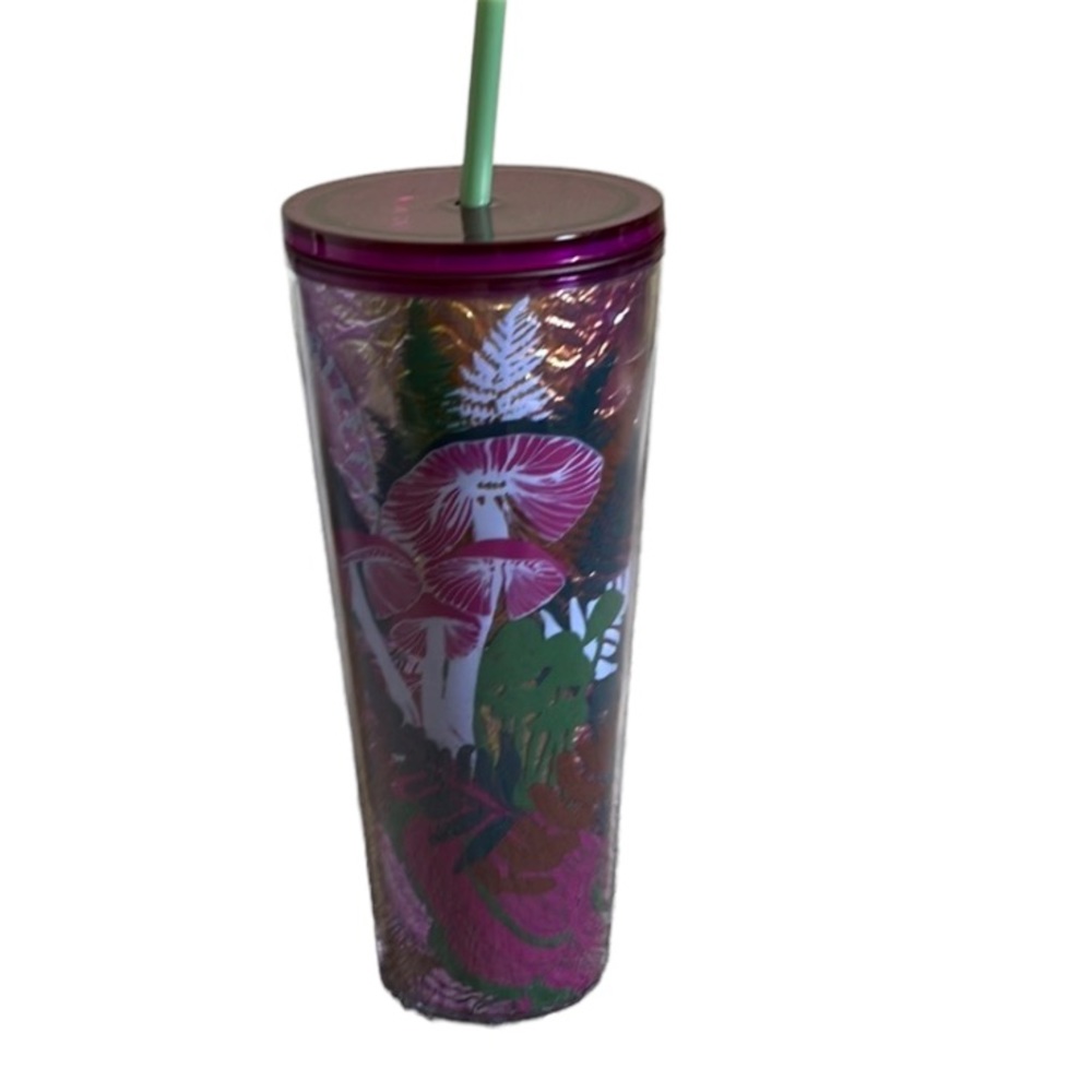 Starbucks Fall 2022 Iridescent Foil Berry Woodland Mushrooms Tumbler NEW
